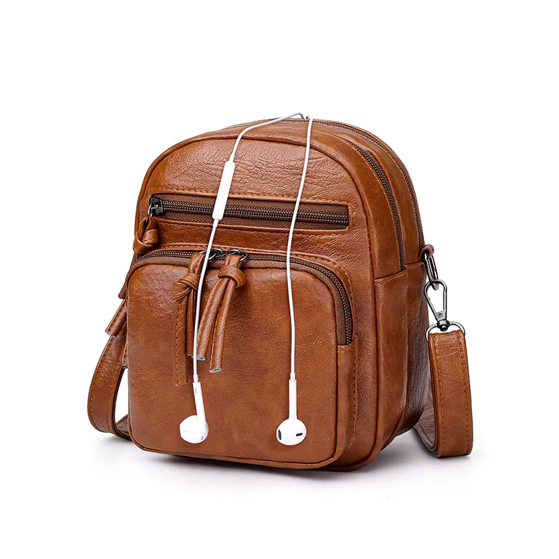 Vintage Soft PU Leather Multifunction Messenger Bag Small Square Bag Mssza