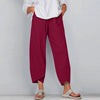 Vintage Solid Pockets Cotton Linen Harem Baggy Wide Leg Trousers Mssza