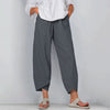 Vintage Solid Pockets Cotton Linen Harem Baggy Wide Leg Trousers Mssza