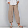 Vintage Solid Pockets Cotton Linen Harem Baggy Wide Leg Trousers Mssza
