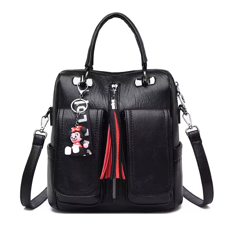 Vintage Solid Soft Leather Back Pack Travel Luxury 3-in-1 Bag Mssza