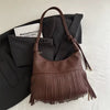 Vintage Tassel Daily Used Soft PU Leather Versatile Crossbody Casual Handbag Mssza