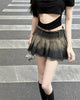 Vintage Tassel Design Preppy Style Slim Gothic Pleated Mini Skirts Mssza