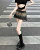 Vintage Tassel Design Preppy Style Slim Gothic Pleated Mini Skirts Mssza