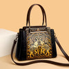 Vintage Versatile PU Leather 3 Layers Large Capacity Embossed Shoulder Bag Mssza