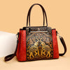 Vintage Versatile PU Leather 3 Layers Large Capacity Embossed Shoulder Bag Mssza