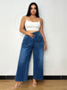 Vintage Wide Leg Flared High Waist Loose Washed Denim Pants Mssza