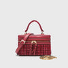Vintage Solid Woolen Box Chains Sling Clutch Square Bag Mssza