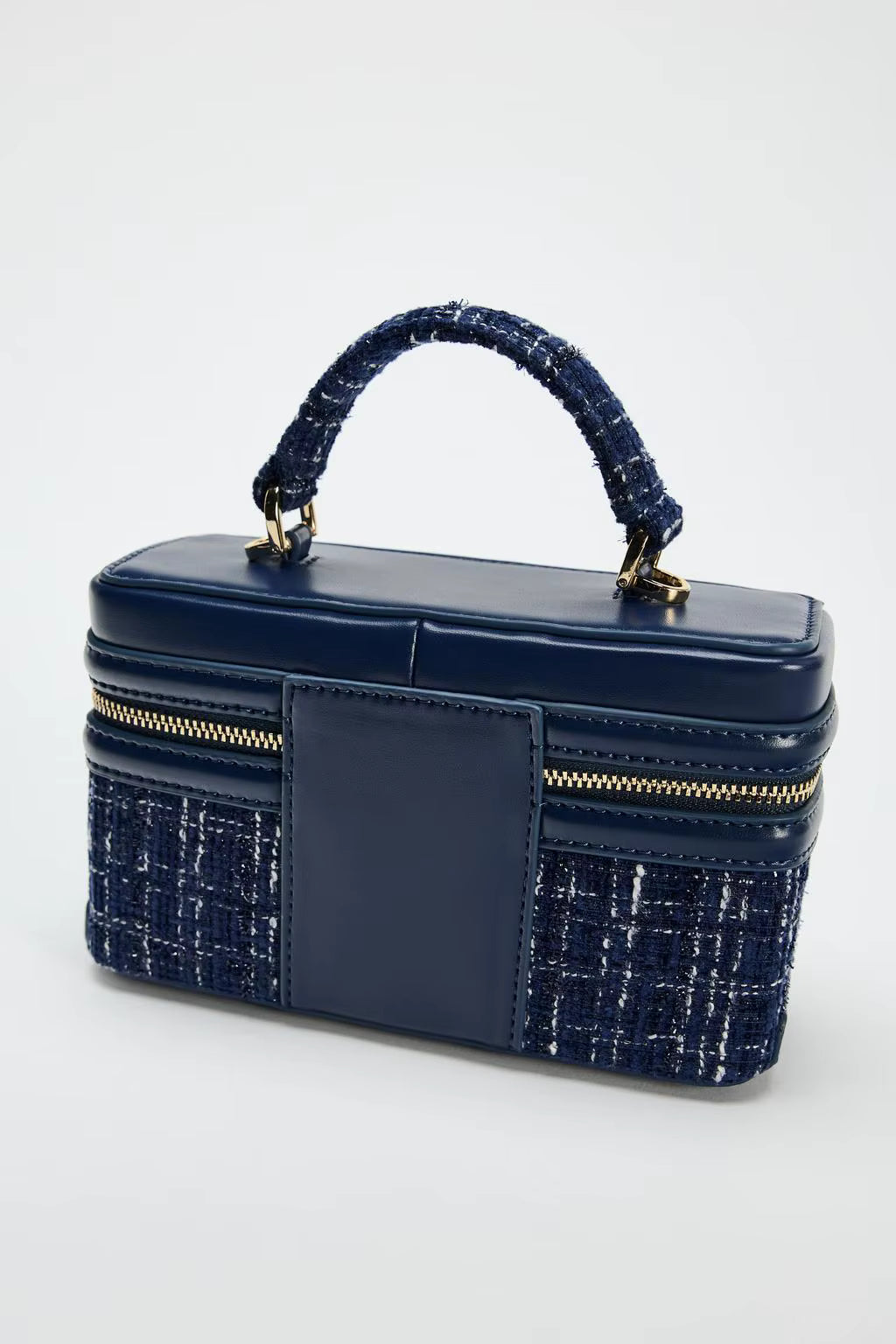 Vintage Solid Woolen Box Chains Sling Clutch Square Bag Mssza