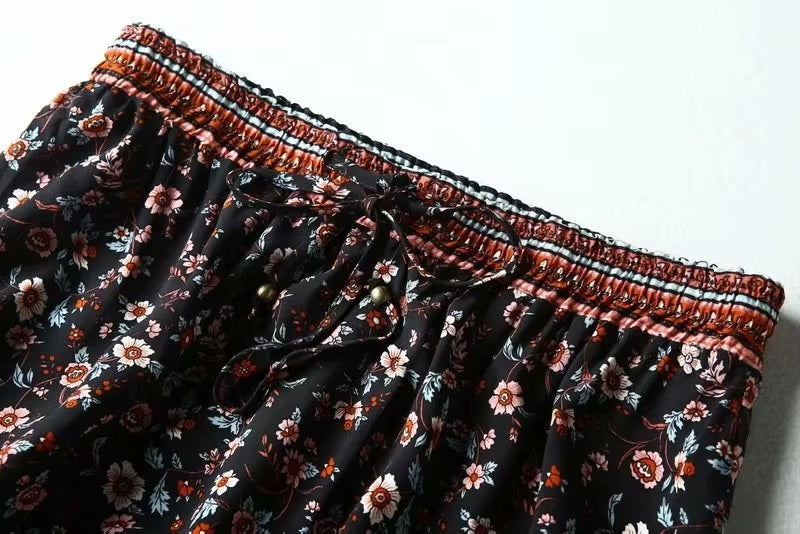 Vintage chic Hippie floral printed beach artistic short skirts Mssza