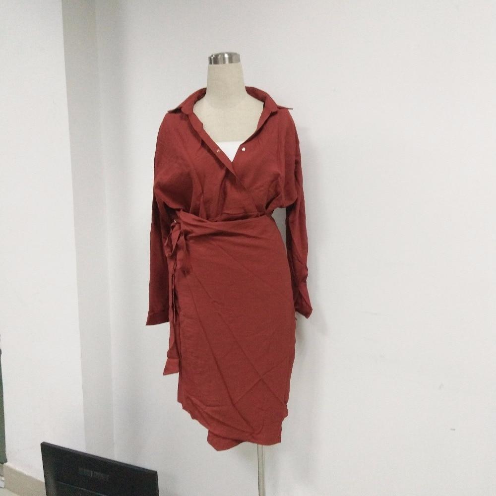 v neck front split tie waist dress Mssaz Desses
