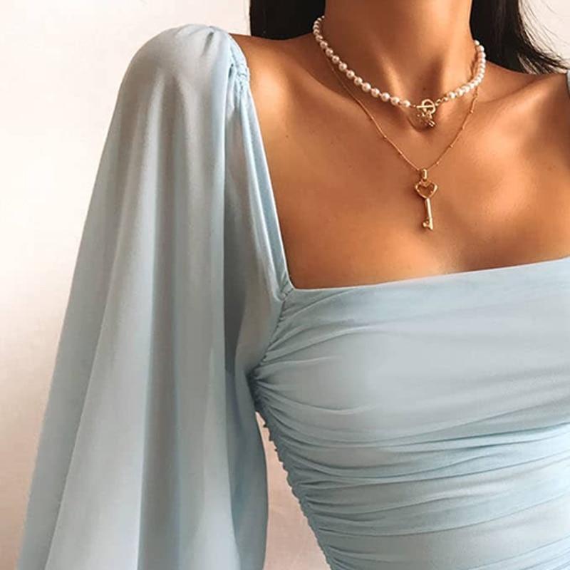 High Waist Long-Sleeve Sheath Mini Dress Slim Fit Bodycon Dresses Mssaz Desses