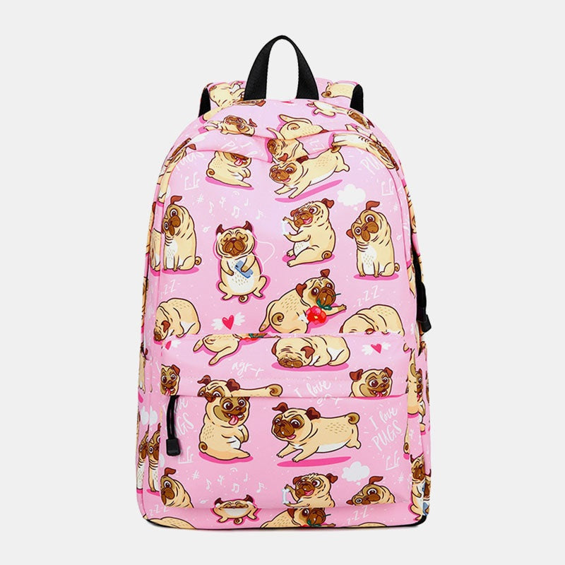 Waterproof Dog Print Large Capacity Backpack Mssza