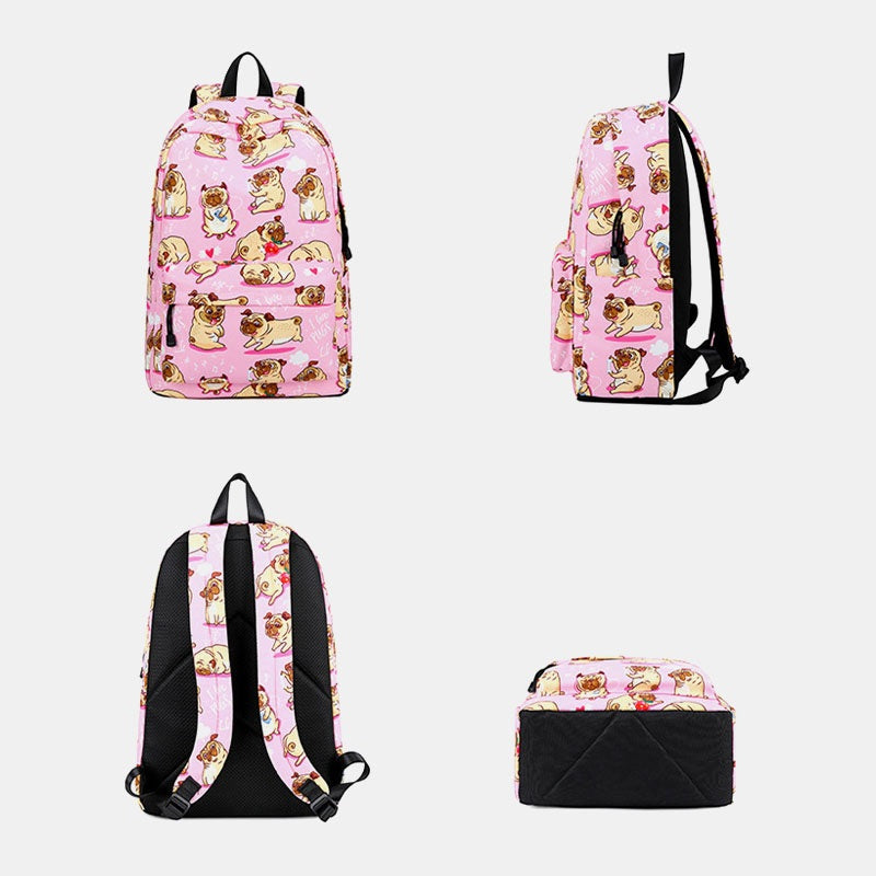 Waterproof Dog Print Large Capacity Backpack Mssza