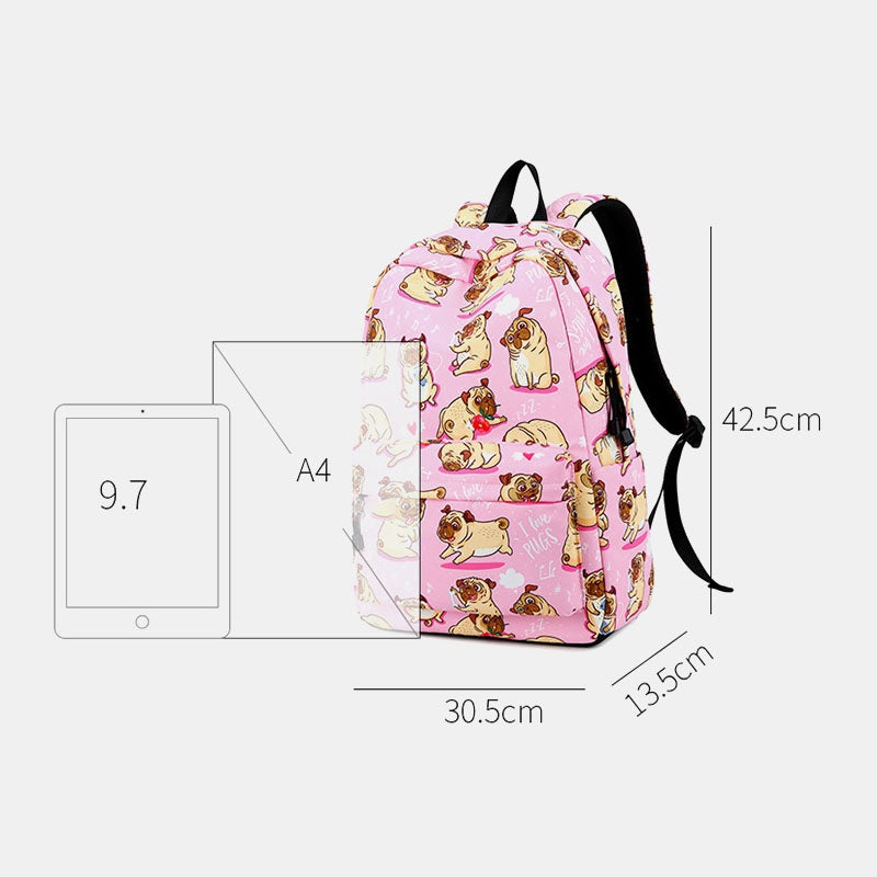 Waterproof Dog Print Large Capacity Backpack Mssza