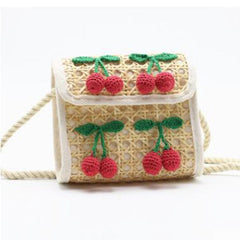 Weave Embroidery Cherry Beach Handbag Mssza
