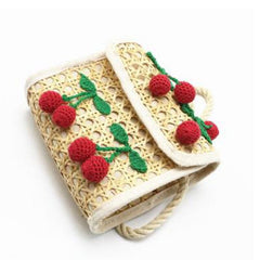 Weave Embroidery Cherry Beach Handbag Mssza