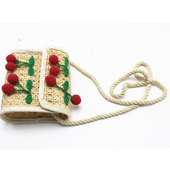 Weave Embroidery Cherry Beach Handbag Mssza