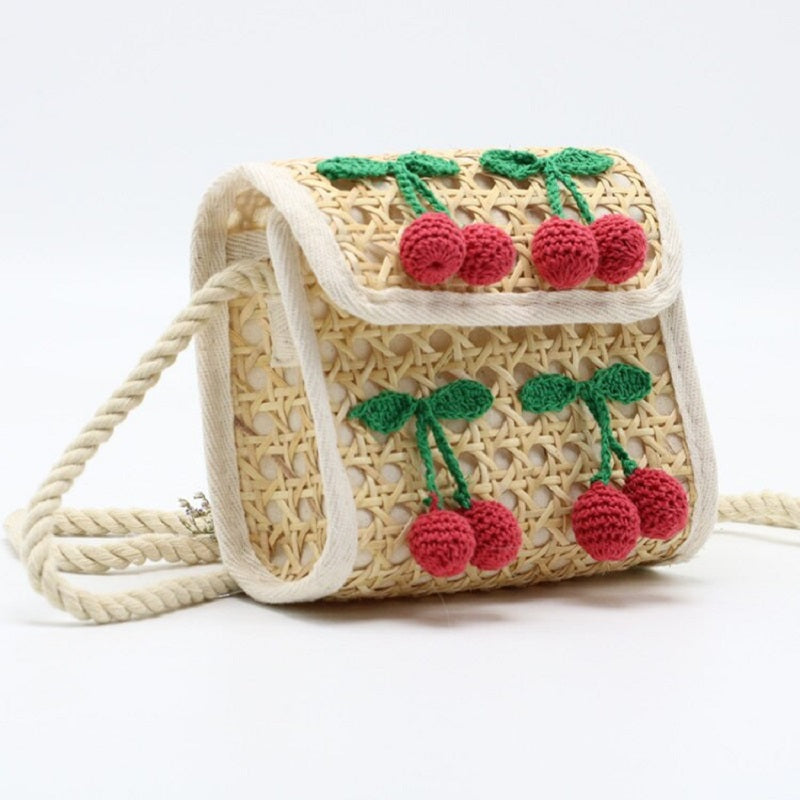 Weave Embroidery Cherry Beach Handbag Mssza