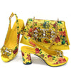 Wedding Party Bigger Size Thick Heel Sandals and Bags Matching Set Mssza
