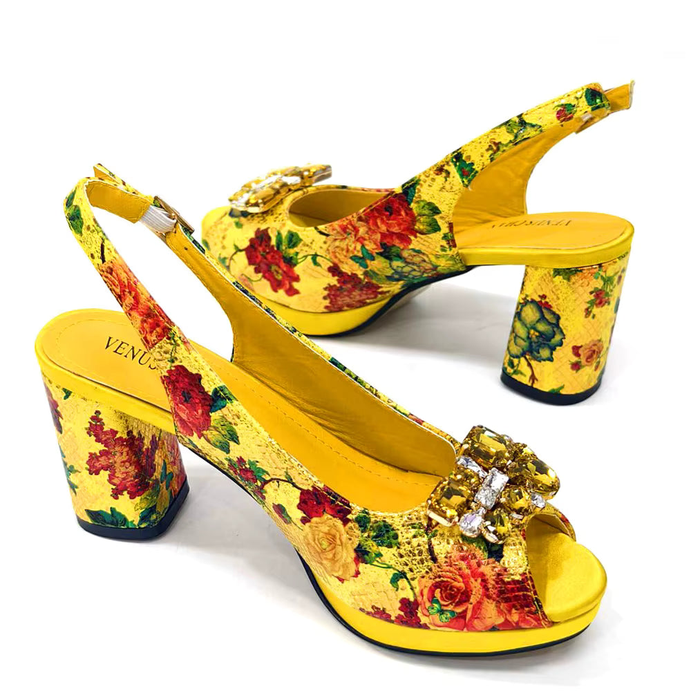 Wedding Party Bigger Size Thick Heel Sandals and Bags Matching Set Mssza