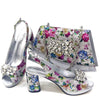 Wedding Party Bigger Size Thick Heel Sandals and Bags Matching Set Mssza