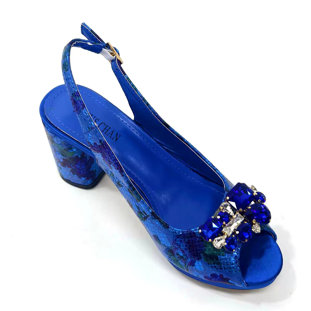 Wedding Party Bigger Size Thick Heel Sandals and Bags Matching Set Mssza