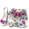 Wedding Party Bigger Size Thick Heel Sandals and Bags Matching Set Mssza