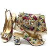 Wedding Party Bigger Size Thick Heel Sandals and Bags Matching Set Mssza