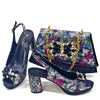 Wedding Party Bigger Size Thick Heel Sandals and Bags Matching Set Mssza