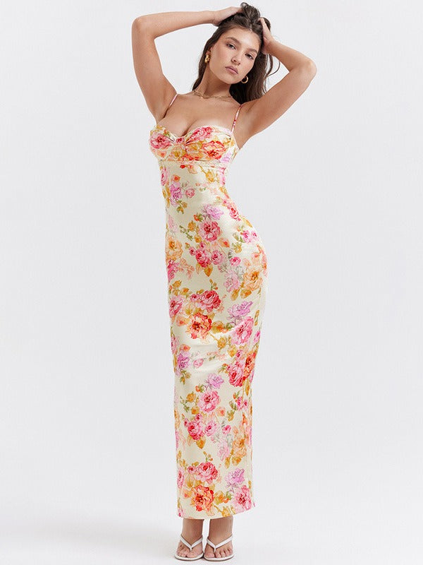 Lucy | Floral Satin Maxi Dress Mssaz Desses