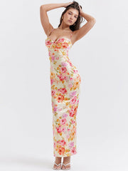 Lucy | Floral Satin Maxi Dress Mssaz Desses