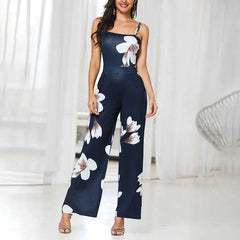 Wide Leg Jumpsuit Floral Backless Knotted One Piece Jumpsuit Mssza