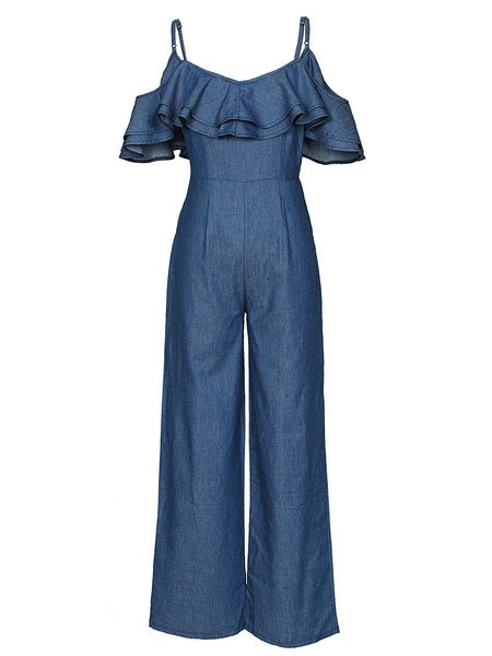Wide Leg Ruffles Cotton One Piece Outfit Mssza