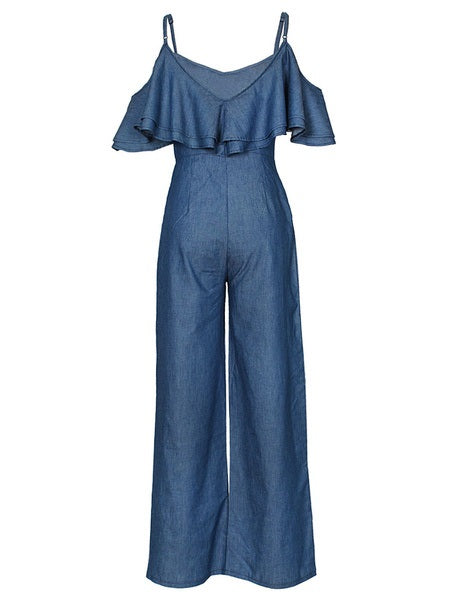 Wide Leg Ruffles Cotton One Piece Outfit Mssza