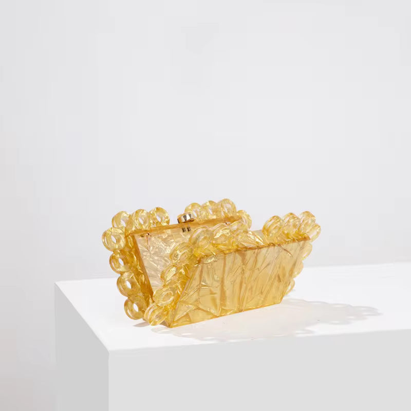High Quality Acrylic ivory Box Clutch Mssza