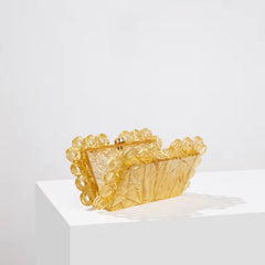 High Quality Acrylic ivory Box Clutch Mssza