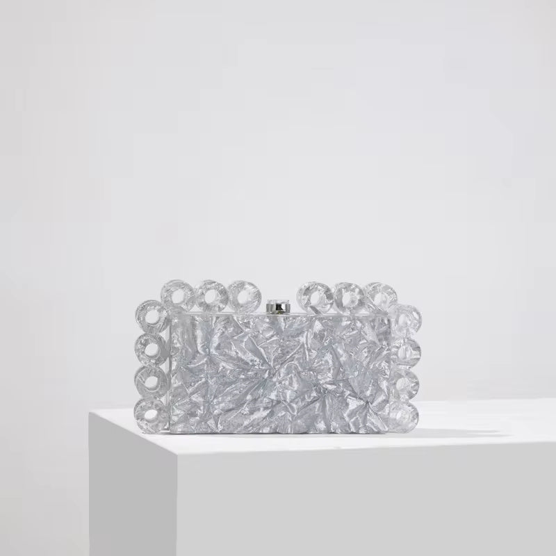 High Quality Acrylic ivory Box Clutch Mssza