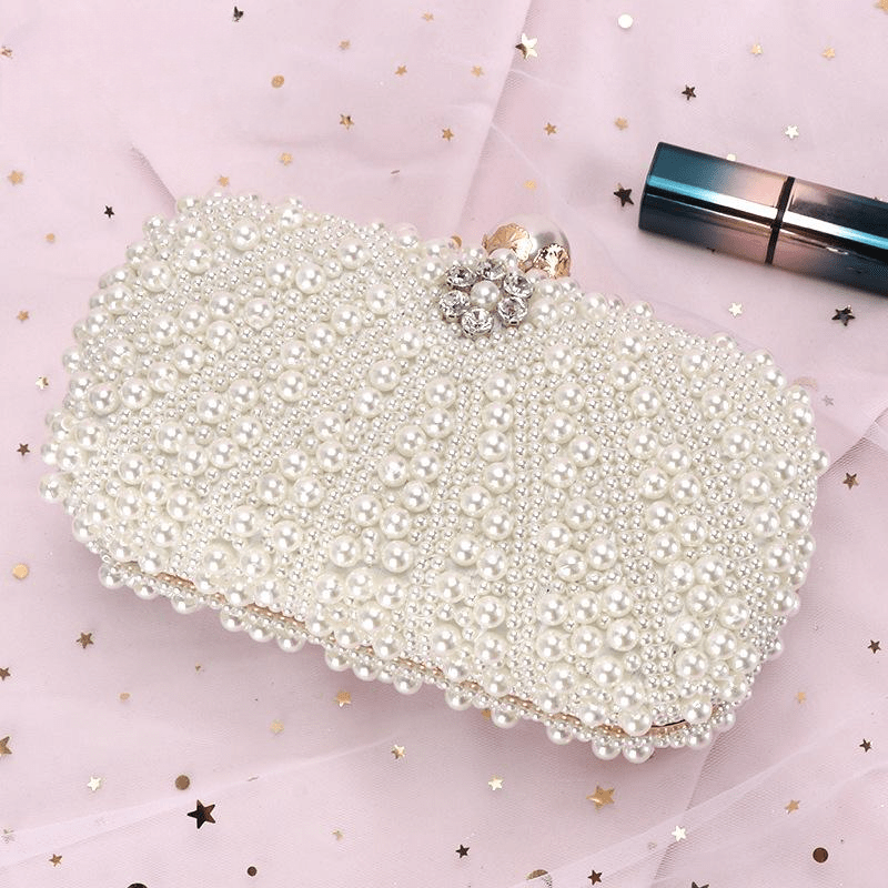 Pearl Wedding Party Bolsa Feminina with Chain Crystal Clutch Purse Mssza