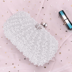 Pearl Wedding Party Bolsa Feminina with Chain Crystal Clutch Purse Mssza