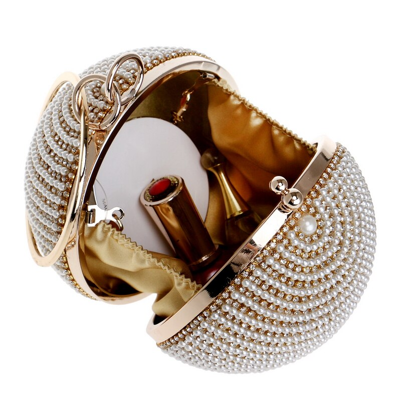 Bead Circular Shaped Diamonds Evening Bags Mssza