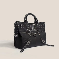 Moto and Biker Style Rivet Belt Large Capacity Tote Bag Mssza