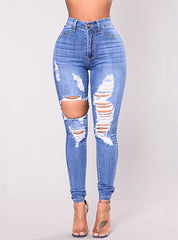 Women Body Hugging Torn Denim Jean Mssza