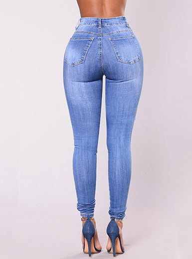Women Body Hugging Torn Denim Jean Mssza