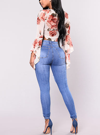 Women Body Hugging Torn Denim Jean Mssza
