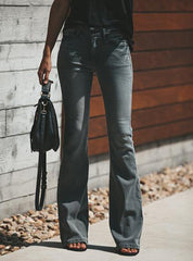 Charcoal Denim Skinny Top and Bell Leg Jeans Mssza