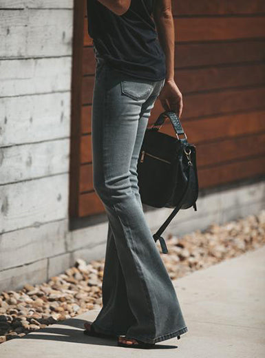 Charcoal Denim Skinny Top and Bell Leg Jeans Mssza