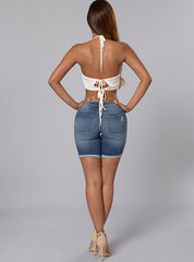 Women Distressed Bermuda Shorts Mssza