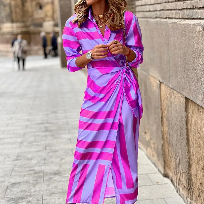 Shirt Printed Button Ruched Bandage Long Solid V Neck Beach Casual Boho Dress Mssaz Desses