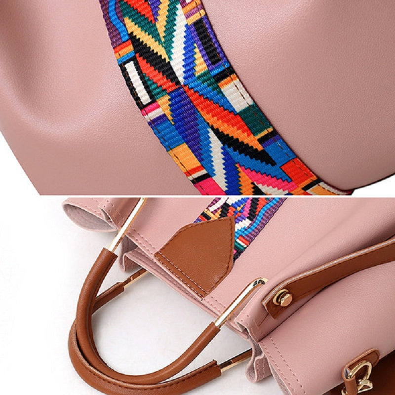 Women Faux Leather Four-piece Set Handbag Shoulder Bag Clutch Bag Mssza